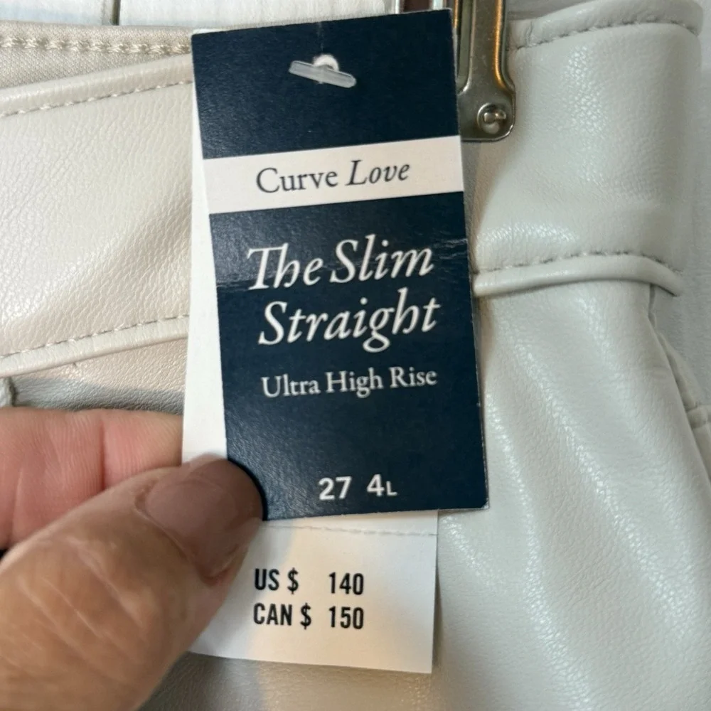 Abercrombie & Fitch Jeans Womens 27 Cream/leather Curve Love High Rise NWT $140‎